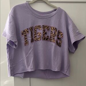 QUEEN OF SPARKLES Lavender Tee with Tiger Print